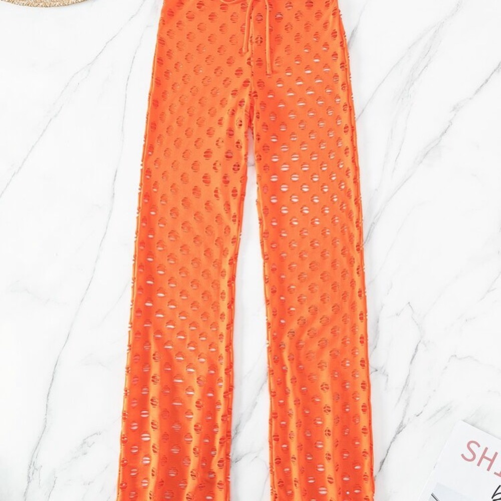 Orange Mesh Women's Pants - Picture 5 of 9
